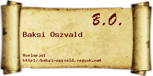 Baksi Oszvald névjegykártya